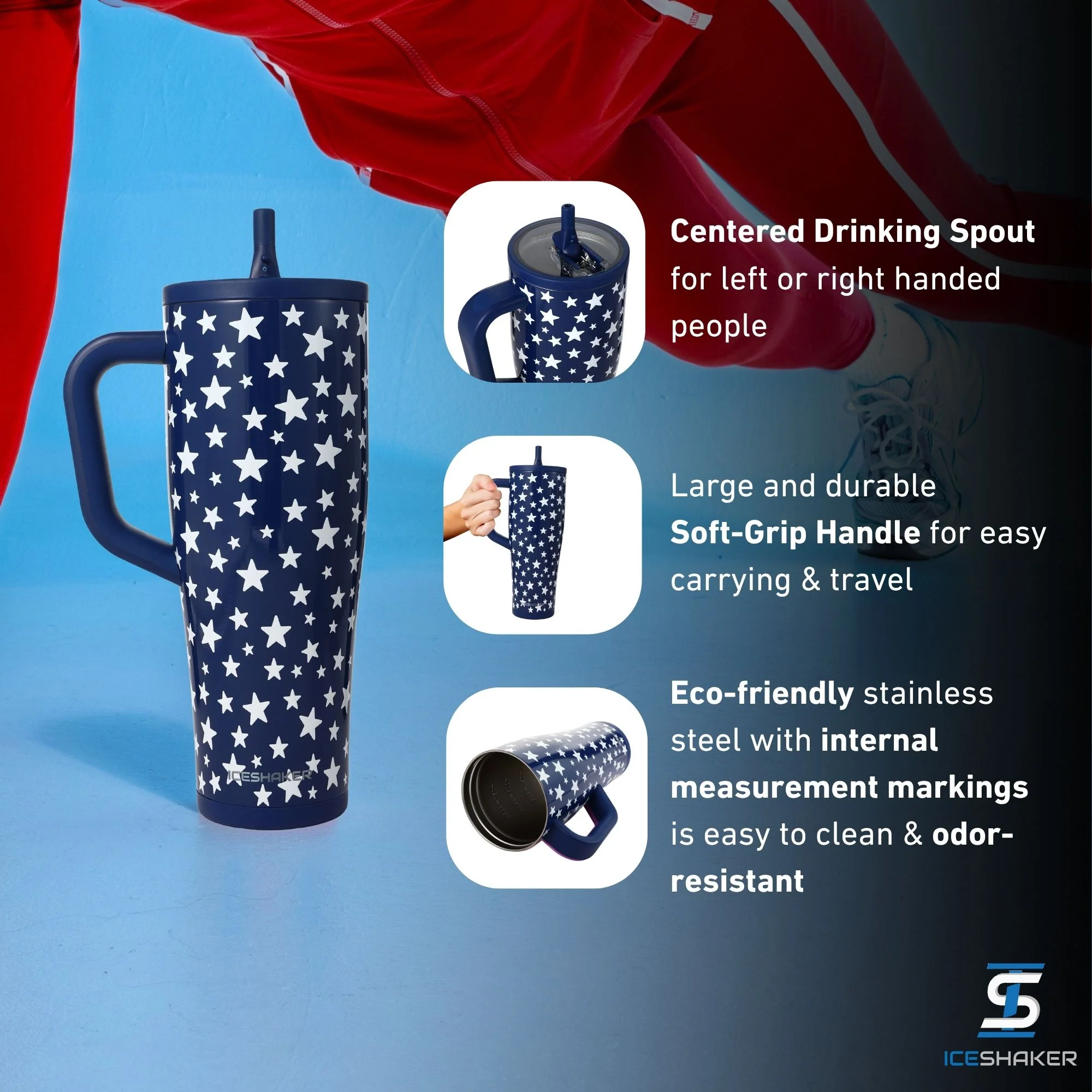 40oz Legend Series Shaker Bottle - Star Spangled - Image 4