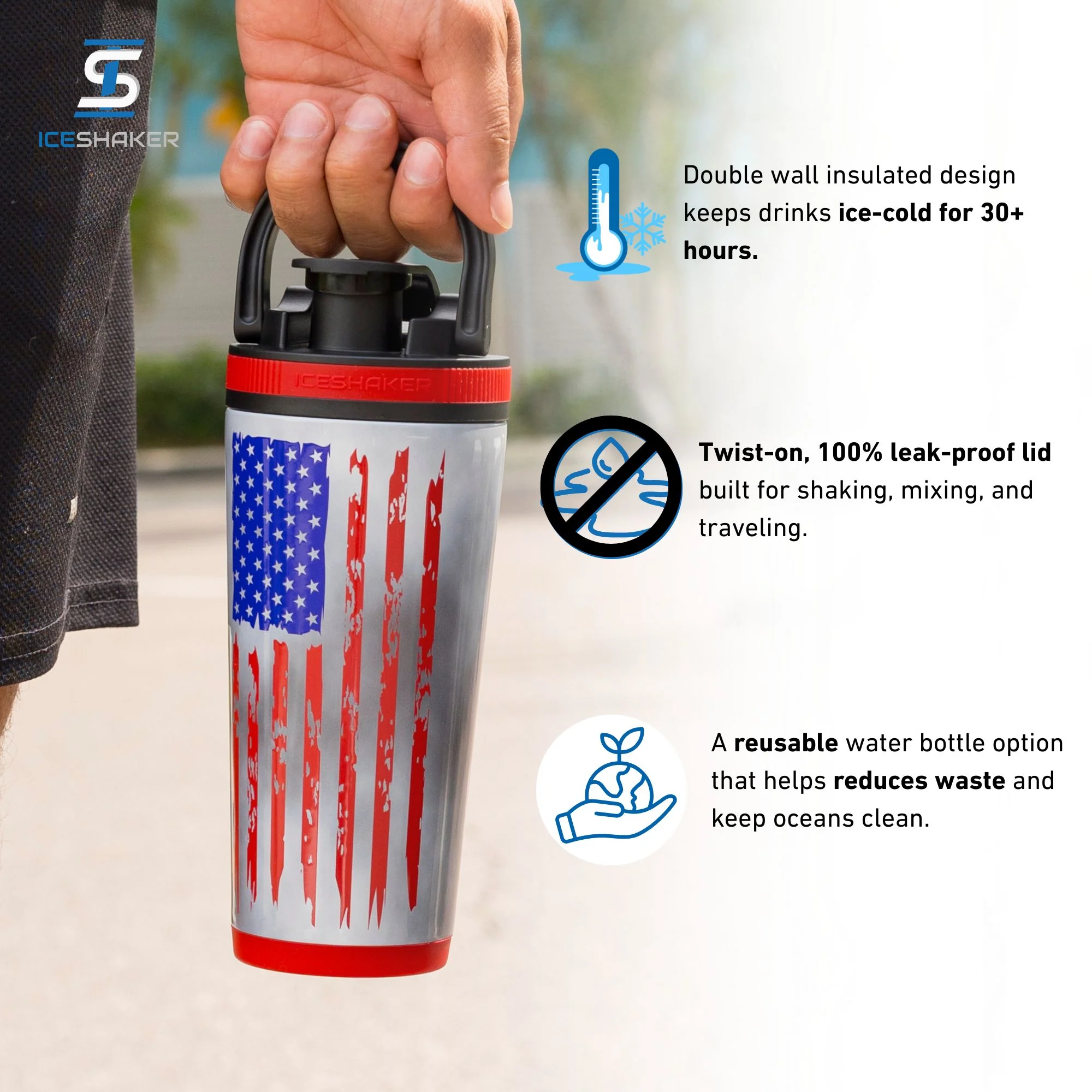 26oz Ice Shaker - 4D American Flag - Image 4