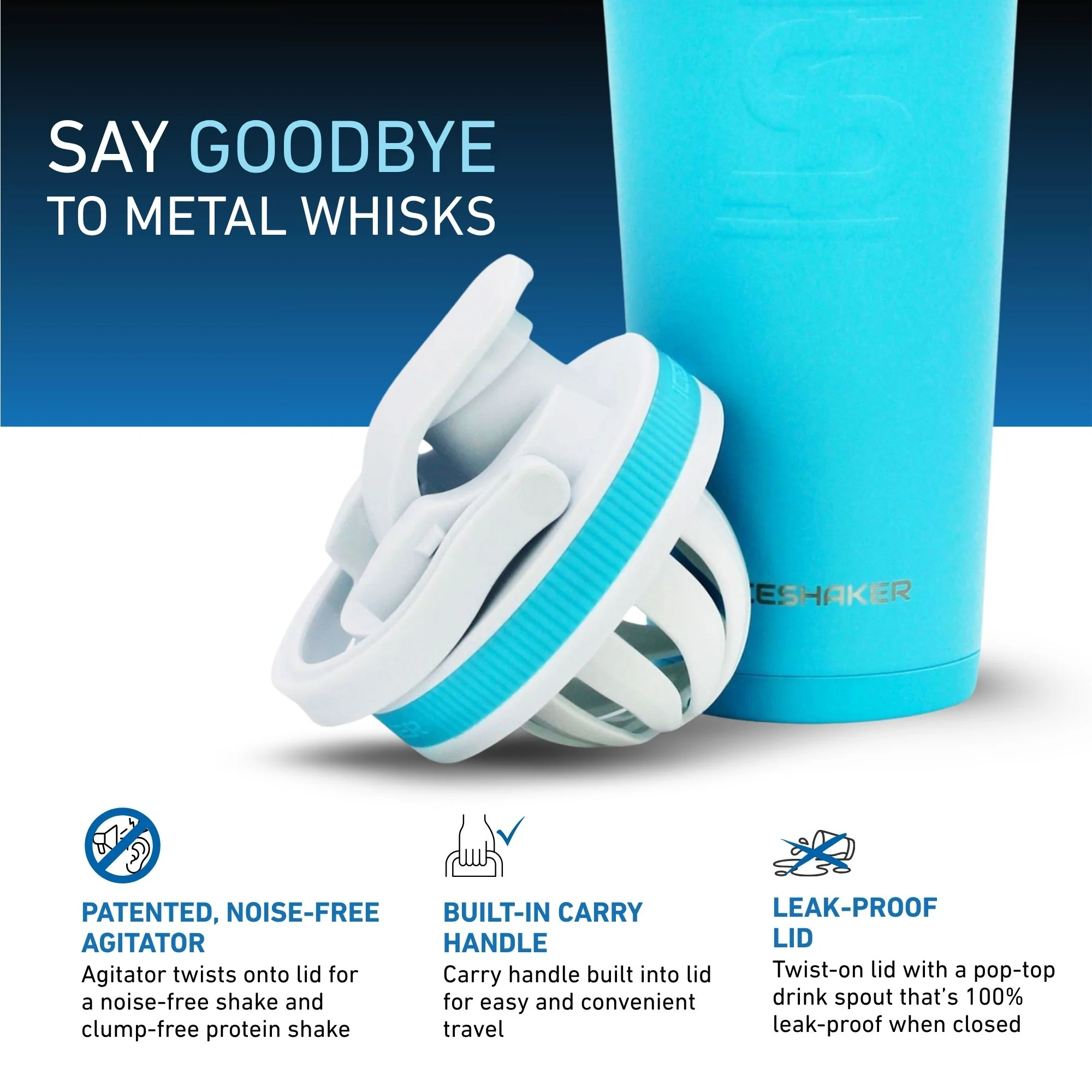 26oz Ice Shaker - Caribbean Blue - Image 3