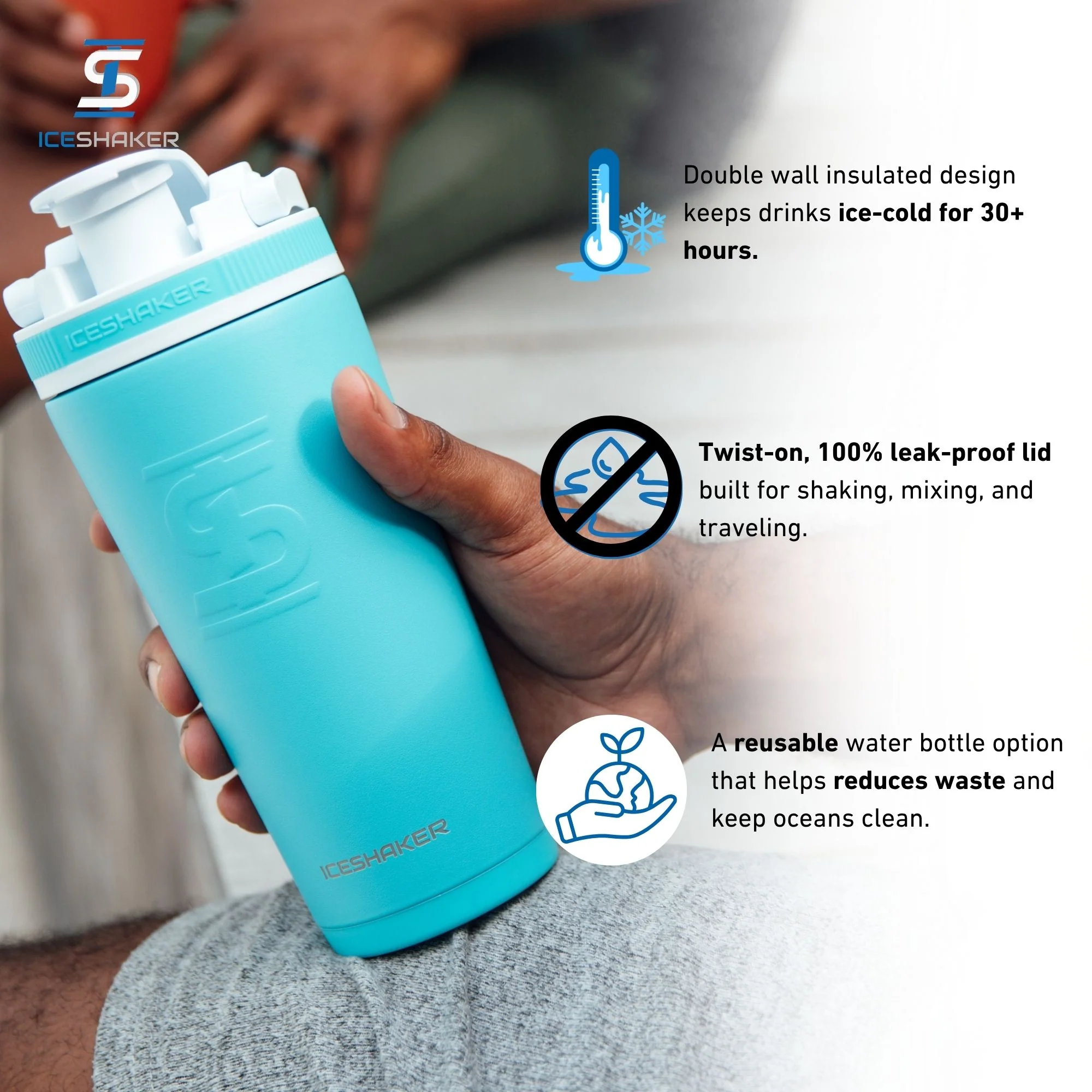 26oz Ice Shaker - Caribbean Blue - Image 4