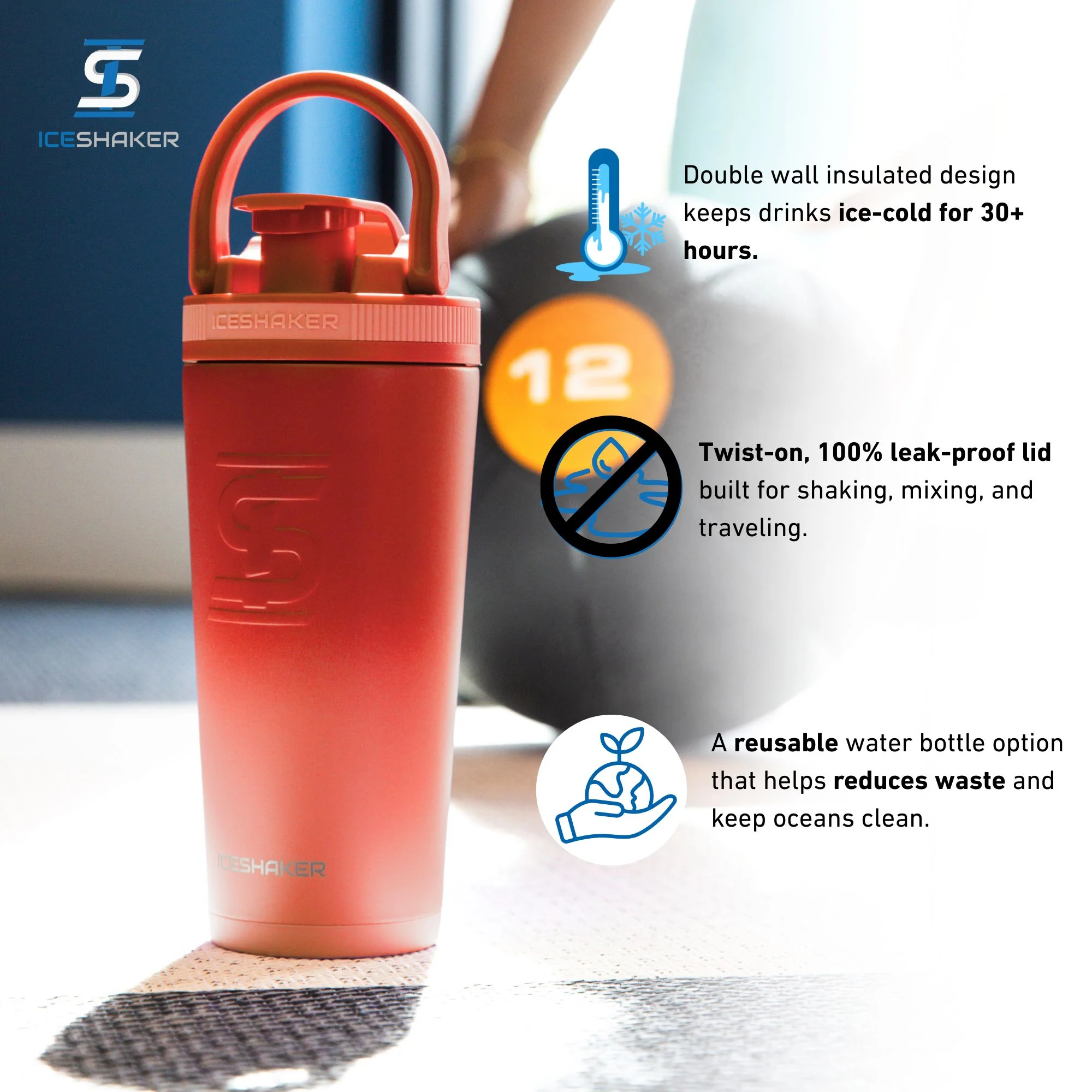 26oz Ice Shaker - Red Color Rush - Image 4