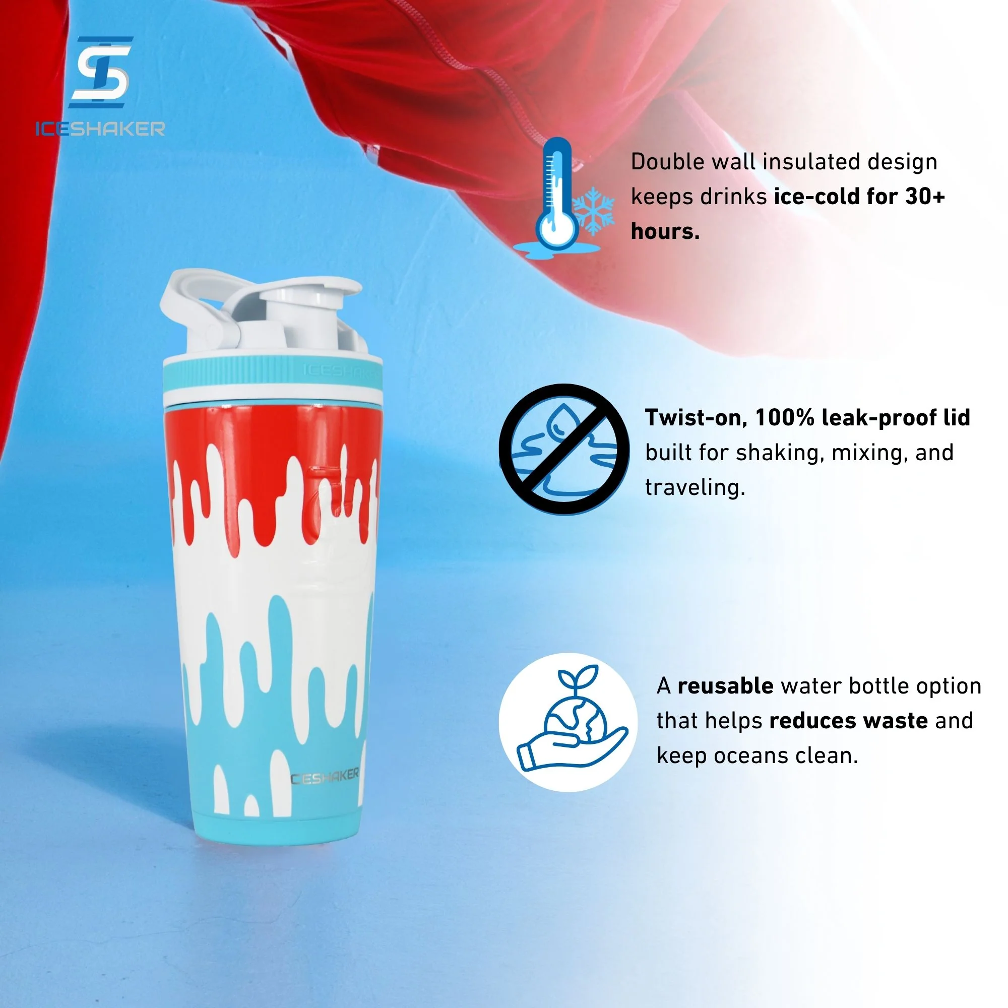 Ice Shaker 4D Series 26oz Shaker Bottle - Freeze Pop - Image 4
