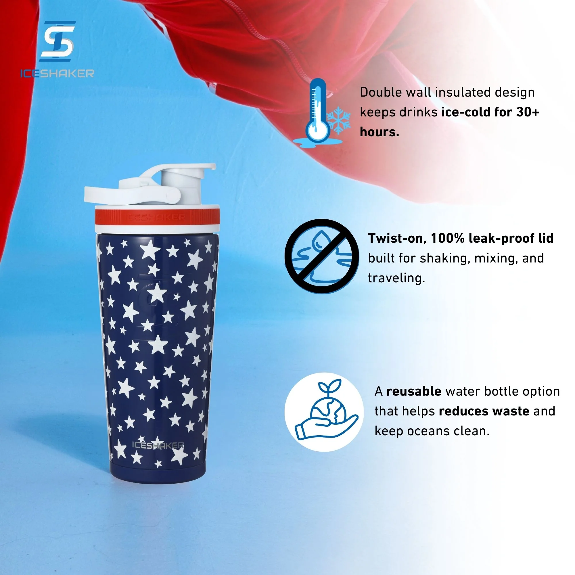 Ice Shaker Allegiance Series 26oz Shaker Bottles - Image 12