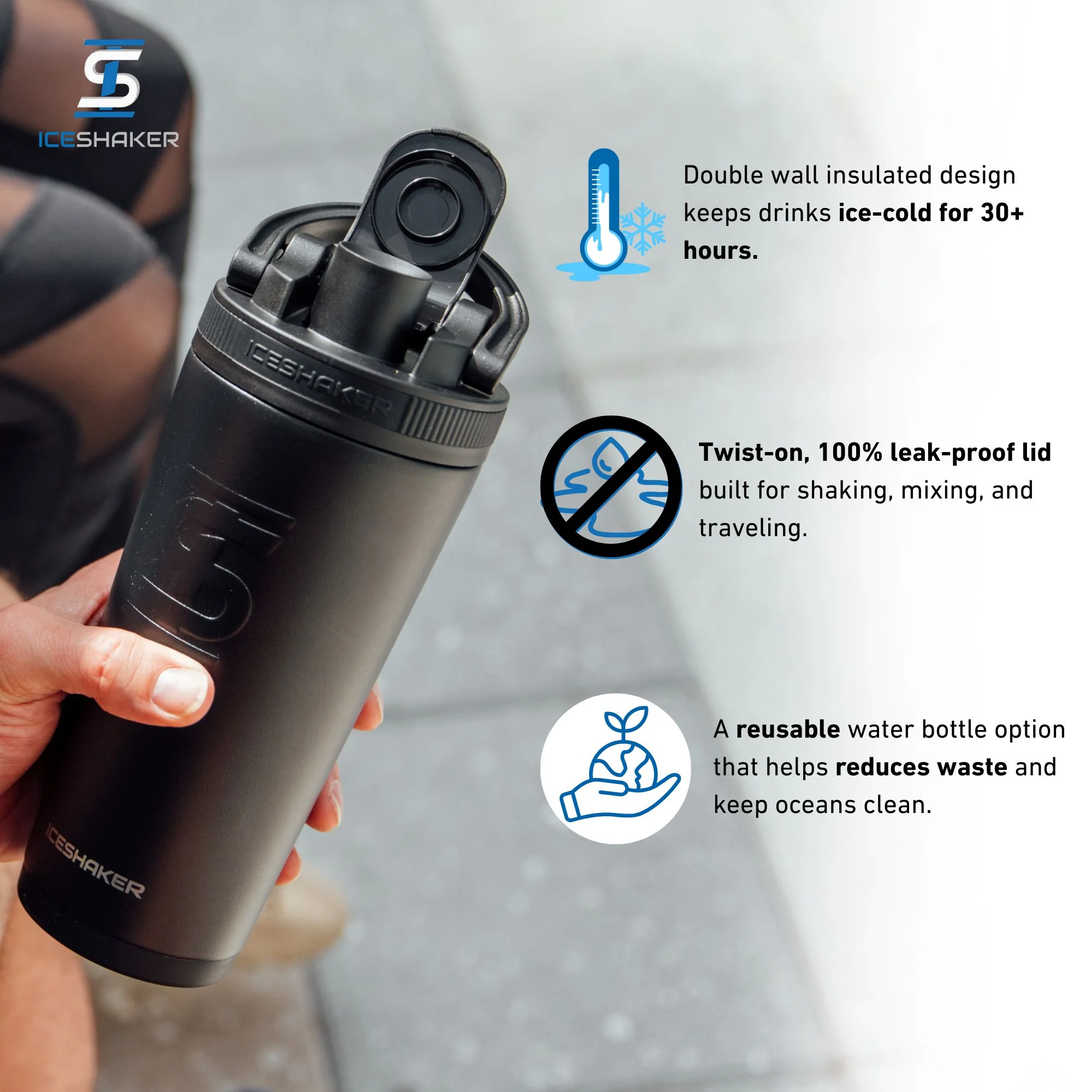 26oz Ice Shaker - Black - Image 4