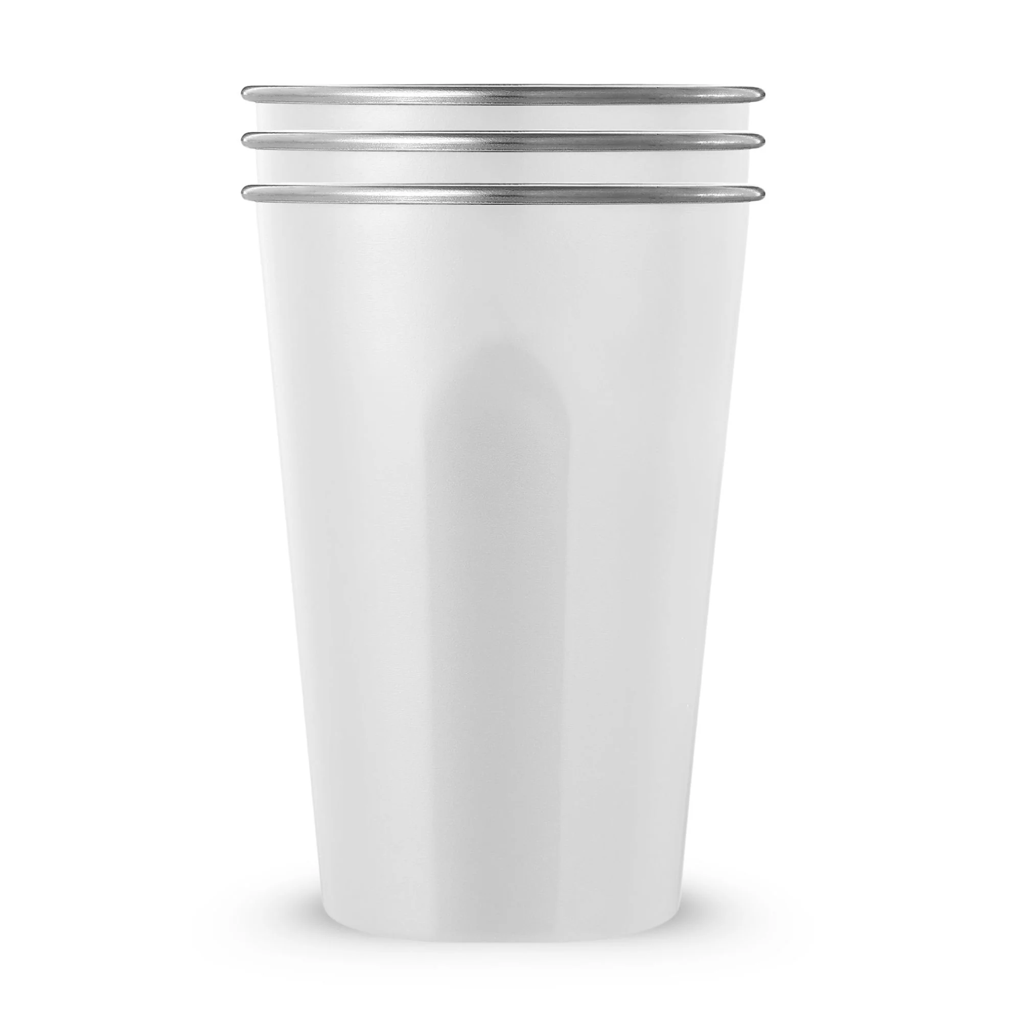 White 20oz Stainless Steel Cups - 3 Pack - Image 2
